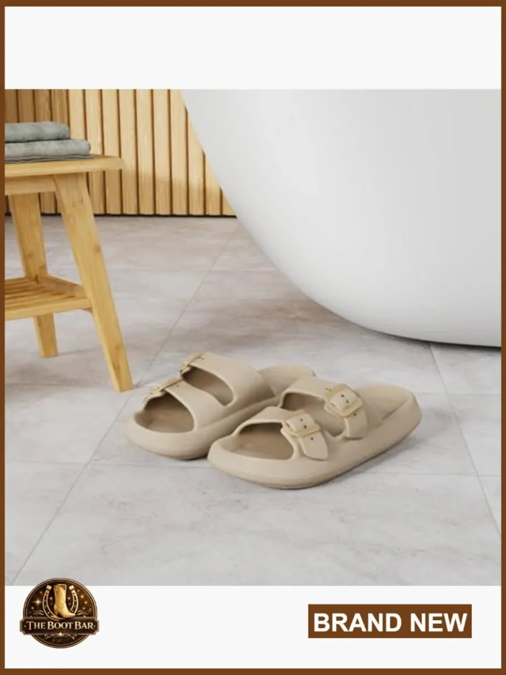 Double Buckle Adjustable Slide Sandals - EVA Flat Sandals Indoors or Outdoors